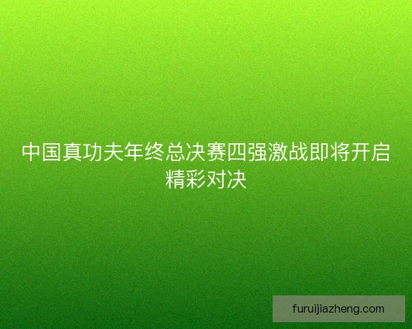 中国真功夫年终总决赛四强激战即将开启精彩对决 中国真功夫年终总决赛四强激战即将开启精彩对决