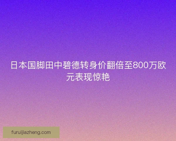 日本国脚田中碧德转身价翻倍至800万欧元表现惊艳 日本国脚田中碧德转身价翻倍至800万欧元表现惊艳